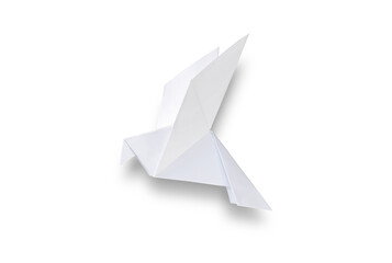 Wall Mural - paper dove origami isolated on a white background