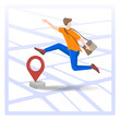© Ivan Voronov - Fast delivery of the parcel. Order the package using an electronic application. Courier tracking using a mapping application. 3D, vector illustration.