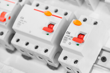 Poster - Automatic overload protection devices in the power supply network. Circuit breakers or fuses are an electrical safety device