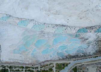 Pamukkale Travertines Drone Photo Summer Season, Aegean Region Denizli, Turkey