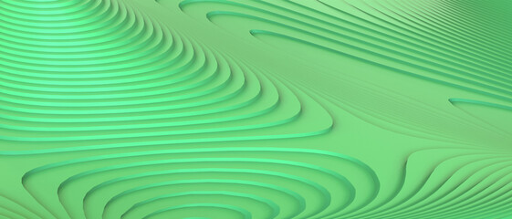 Aufkleber - Creative idea. Abstract Curve Background. Futuristic Wave and Innovation Technology for digital music entertainment and Business concept on Green background. Internet, copy space, banner -3d Rendering