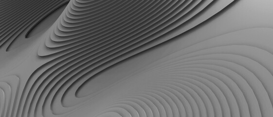 Poster - Creative idea. Abstract Curve Background. Futuristic Wave and Innovation Technology for Success and Network connection Concept on Black. software, copy space, digital, banner -3d Rendering