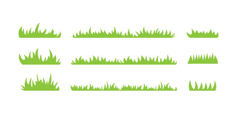 Set of flat grass elements illustration