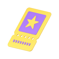 Poster - Cinema entertainment movie theater ticket coupon purple yellow star design isometric 3d icon vector