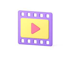 Poster - Media channel video content filmstrip purple application isometric badge realistic 3d icon vector