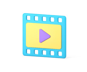 Poster - Blue multimedia filmstrip badge isometric cinema entertainment video play application 3d icon vector