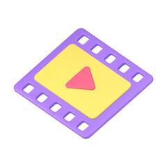 Poster - Purple video play animation content broadcasting app cinematography reel multimedia 3d icon vector