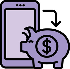 Poster - Phone piggy bank icon outline vector. Online transfer. App cash