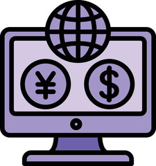 Poster - Global cash online icon outline vector. Bank transfer. Digital app