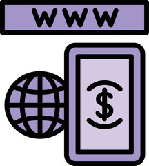 Poster - Global banking icon outline vector. Bank transfer. Payment mobile
