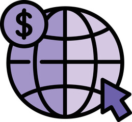 Poster - Global click cash icon outline vector. Online transfer. App account