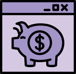 Poster - Online piggy bank icon outline vector. Payment money. App mobile