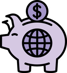 Poster - Web piggy bank icon outline vector. Online transfer. Cash smart