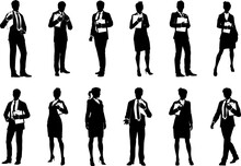 Business People Women And Men Silhouette Set