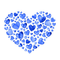 Wall Mural - Blue heart shape. Vector watercolor illustration
