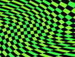 Rave psychedelic, acid trip. Distorted mesh, optical illusion. Bright abstract background green and black color. Design for posters, banners and promotional items. Vector illustration