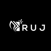 RUJ Credit Repair Accounting Logo Design On Black Background. RUJ Creative Initials Growth Graph Letter Logo Concept. RUJ Business Finance Logo Design.
