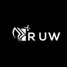 RUW Credit Repair Accounting Logo Design On Black Background. RUW Creative Initials Growth Graph Letter Logo Concept. RUW Business Finance Logo Design.
