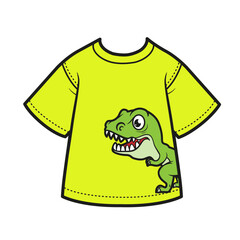 Sticker - Light greenT-shirt with drawing tyrannosaurus for boy color variation for coloring on a white background