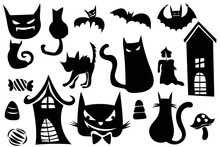 Happy Halloween Silhouette Vector Illustration Witch Devil Decoration