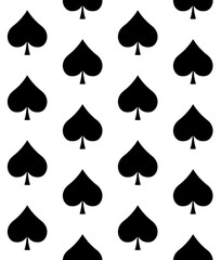 Wall Mural - Vector seamless pattern of flat peak spades card sign isolated on white background