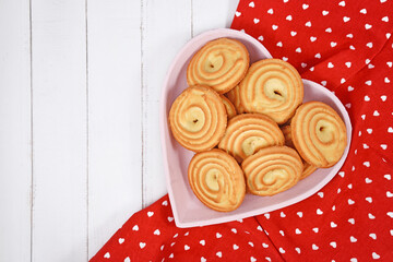 Wall Mural - Round ring shaped spritz biscuits called 'Spritzgeback', a type of German butter cookies