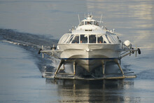 Russia. Saint-Petersburg. Hydrofoil Pleasure Boat Meteor On The Neva River.
