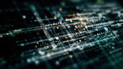 Aufkleber - Futuristic abstract de-focus data matrix, telemetry and encrypt numbers display with particles simulation for head up display in cyber space environment background