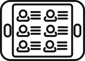 Poster - Tablet database icon outline vector. Platform access