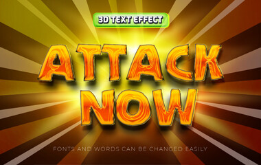Wall Mural - Attack now 3d editable text effect style
