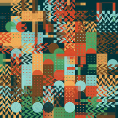 Aufkleber - digital collage graphics pattern made with generative art elements and vector geometric shapes