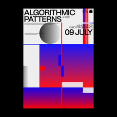 Fototapete - Abstract Techno Rave Poster Graphics Design With Helvetica Typography Aesthetics And Geometric Pattern