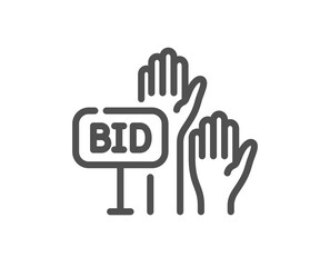 Aufkleber - Bid offer line icon. Auction sign. Raise the price up symbol. Quality design element. Linear style bid offer icon. Editable stroke. Vector