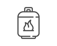 Gas Cylinder Line Icon. LPG Fuel Container Sign. Liquefied Petroleum Gas Bottle Symbol. Quality Design Element. Linear Style Gas Cylinder Icon. Editable Stroke. Vector