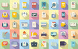 © anatolir - Technical document icons set flat vector. Building manual