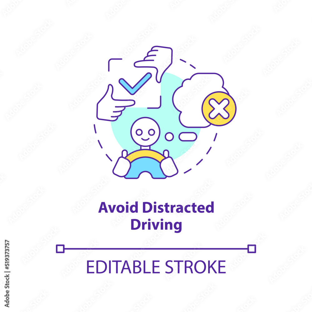 Avoid distracted driving concept icon. Driving safety for commercial ...