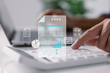 Poster - Financial reports, statements. Accounting report, digital accounting, audit and financial study.