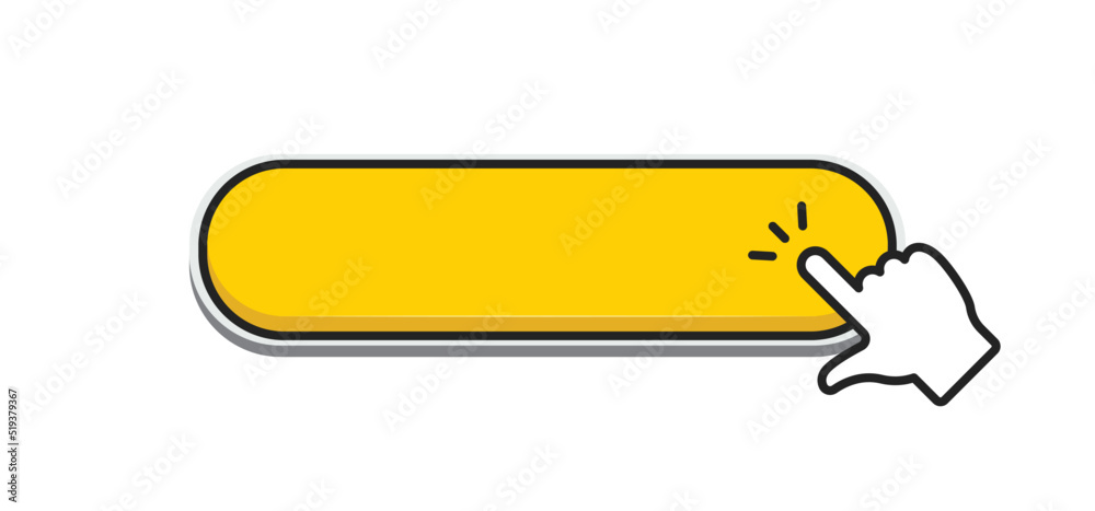 Yellow Click Type Click here yellow button with hand clicking icon. Stock Vector | Adobe ...