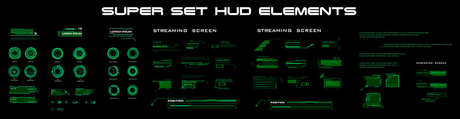Poster - modern dialog hud interface elements super set. digital dialing for streaming messaging. screens, di