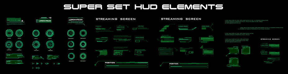 Poster - modern dialog hud interface elements super set. digital dialing for streaming messaging. screens, di
