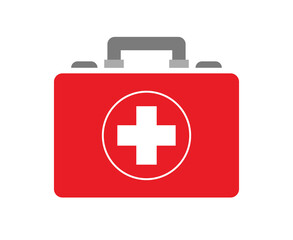 first aid box. red first aid kit flat icon isolated on white background vector illustration. first a