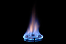 Gas Flame Burns On A Stove
