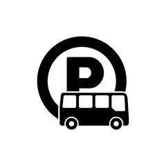 Poster - Bus parking sign icon isolated on white background