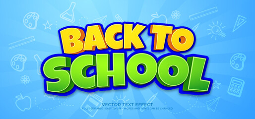 Leinwandbilder - Awesome 3d text Back to school editable comic style effect