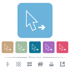 Poster - Arrow cursor right outline flat icons on color rounded square backgrounds