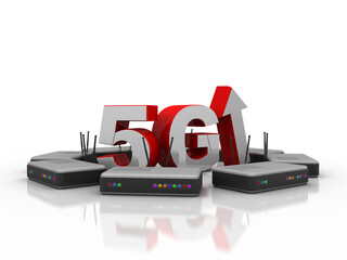 Poster - 3d rendering Transmitter WiFi 5G
