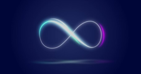 Wall Mural - animation of infinity symbol over navy background