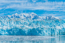 A View Of The Ice Wall Of The Hubbard Glacier In Alaska In Summertime