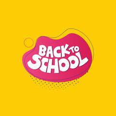 Wall Mural - Welcome back to school vector design with colorful text and Flat geometric shapes in yellow background. 
Back to school lettering in memphis design.