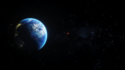 Wall Mural - asteroid in outer space. earth planet. 3d rendering.